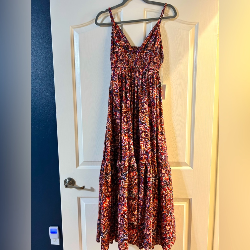 Jason Wu Dress Womens Red Floral Paisley Open Back Midi V-Neck Sleeveless Dress
